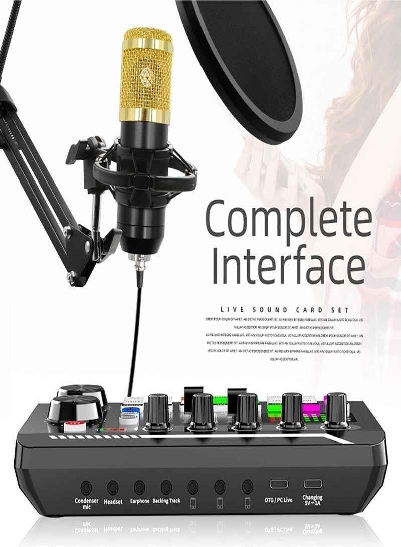 EzzySo F998 Audio Sound Mixer Board And Microphone Set For Live Streaming Voice Changer Card With Multiple Effects Audio Sound Card - Image 3